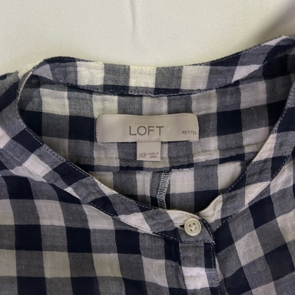 Blue and White Checkered Blouse 100% cotton - Picture 3 of 5